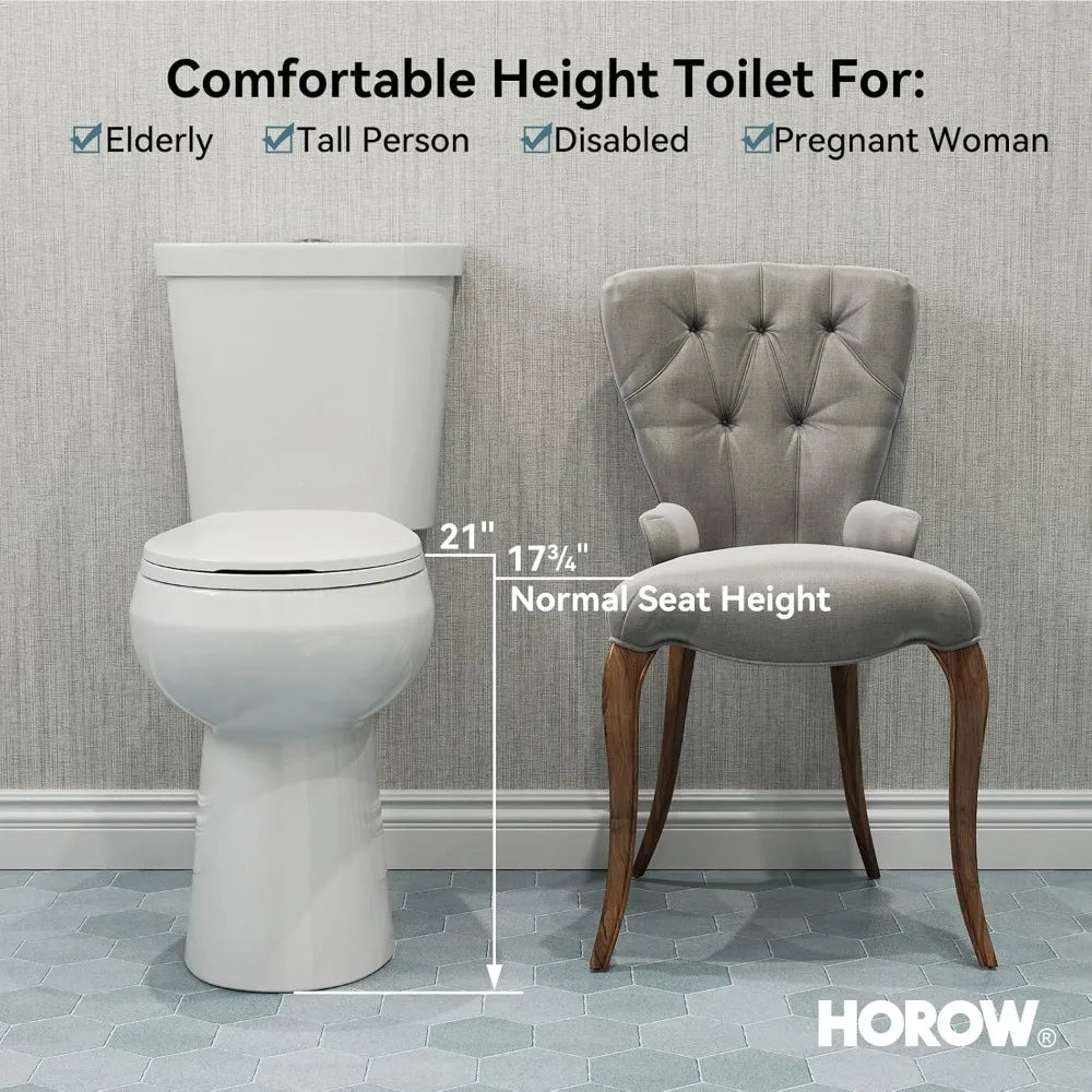 Dual-Flush Two-Piece Toilet With Comfortable Seat And Performance