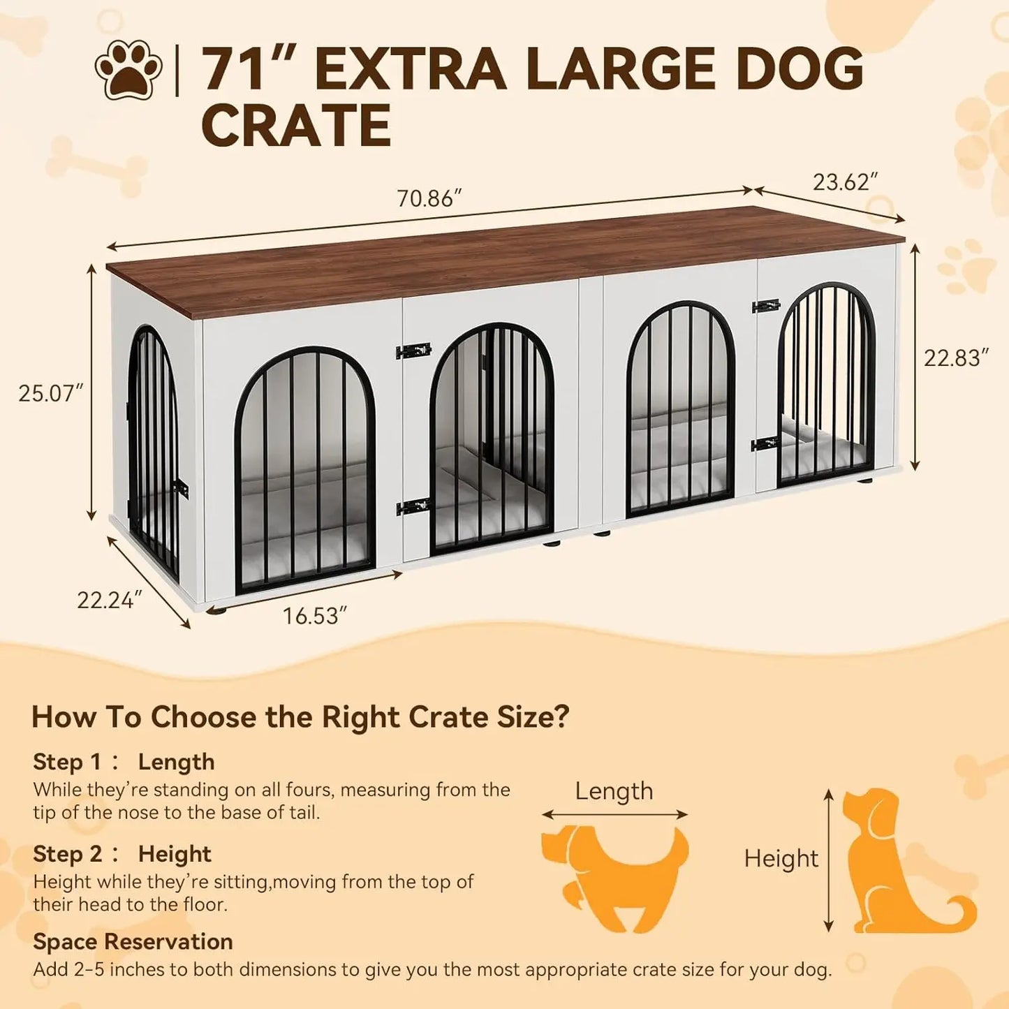 HiMISS Dog Crate Furniture Kennel And TV Console For Two Dogs