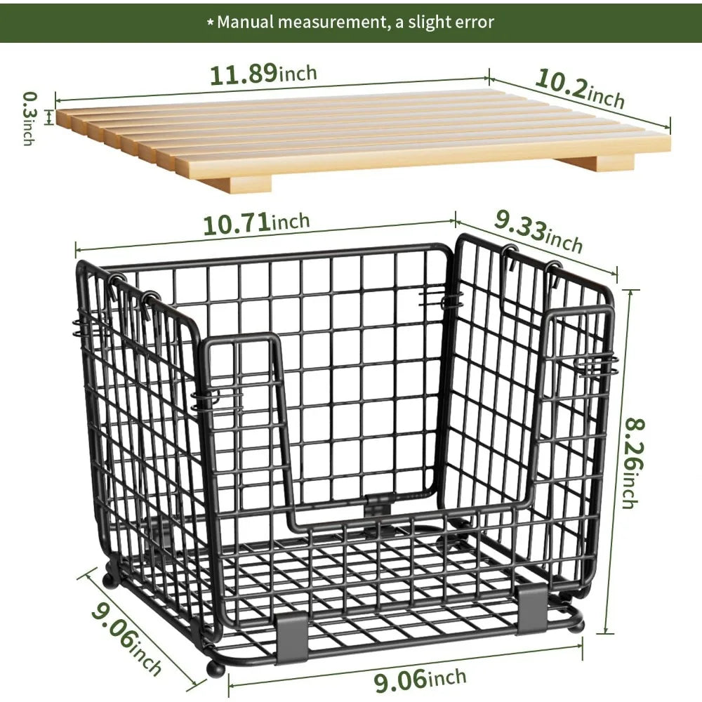 Wire Storage Basket Pantry Stackable Organizer For Produce