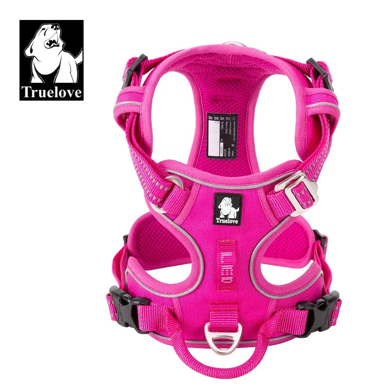 TRUELOVE Reflective No Pull Nylon Dog Harness Adjustable for Walking