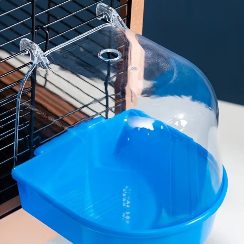 Transparent Bird Bath Tub Splashproof PP Shower For Parrots Conures