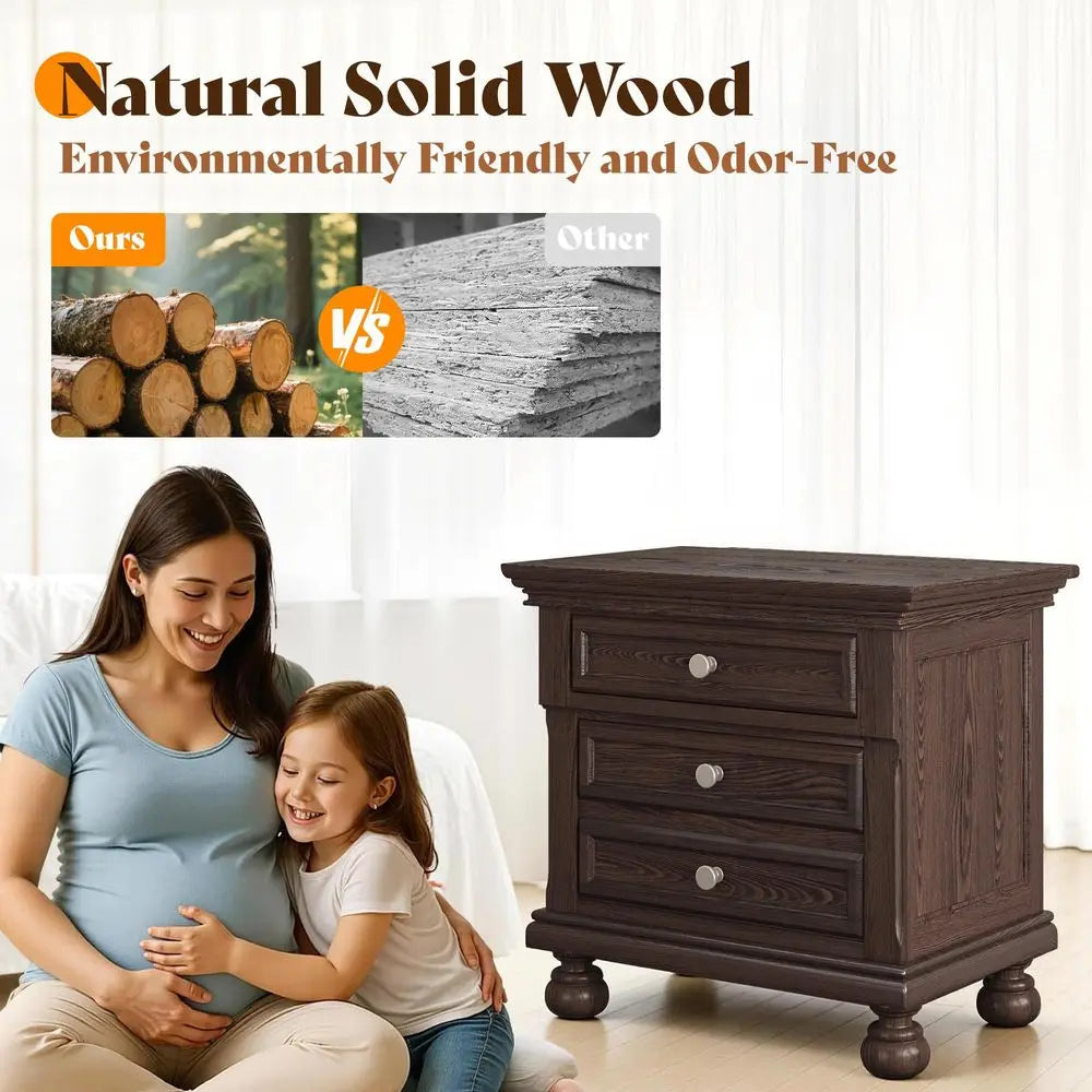 Solid Wood Bedroom Set With Bed Frame And Nightstands
