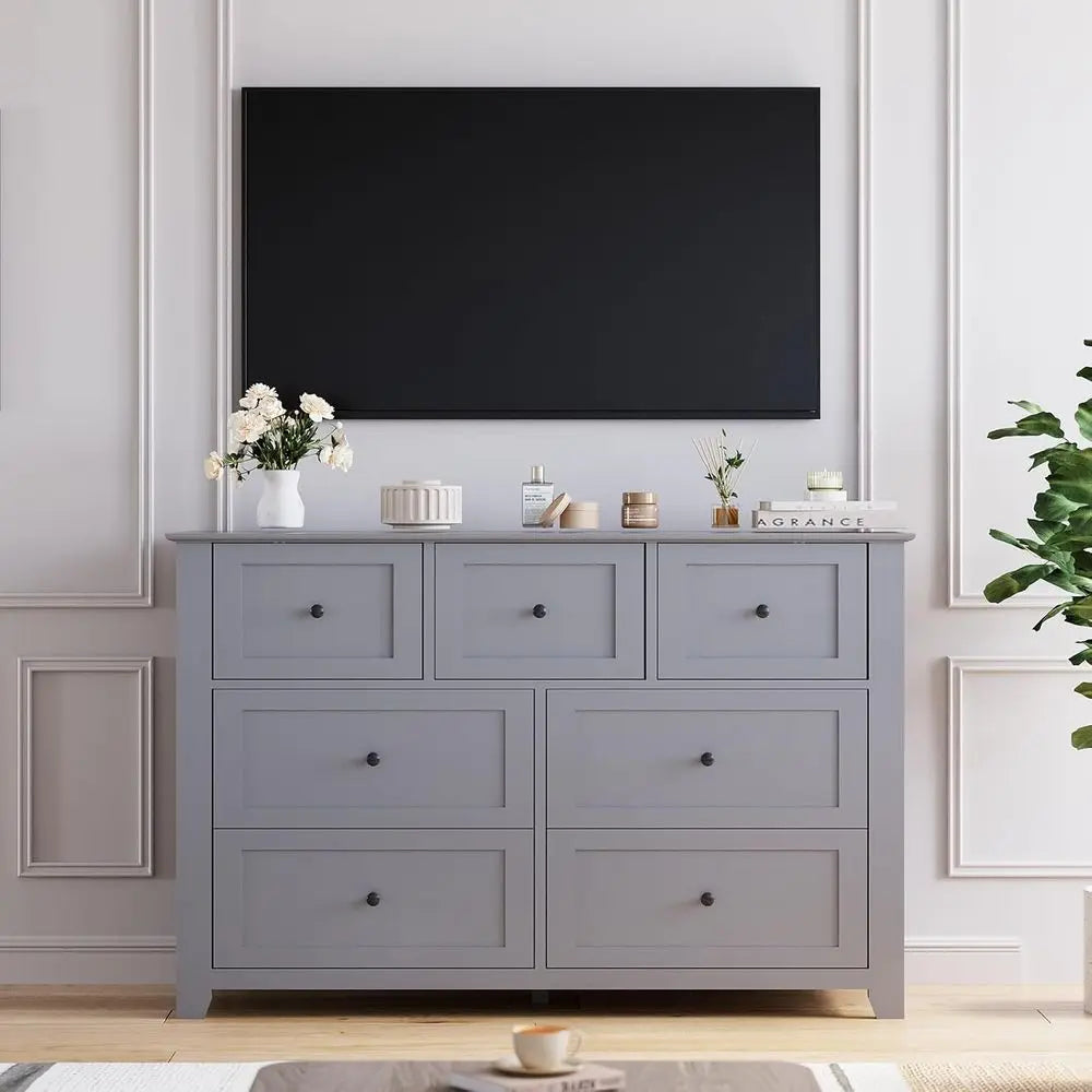 Ticify Elegant Wood Double Drawer Chest For Bedroom Storage