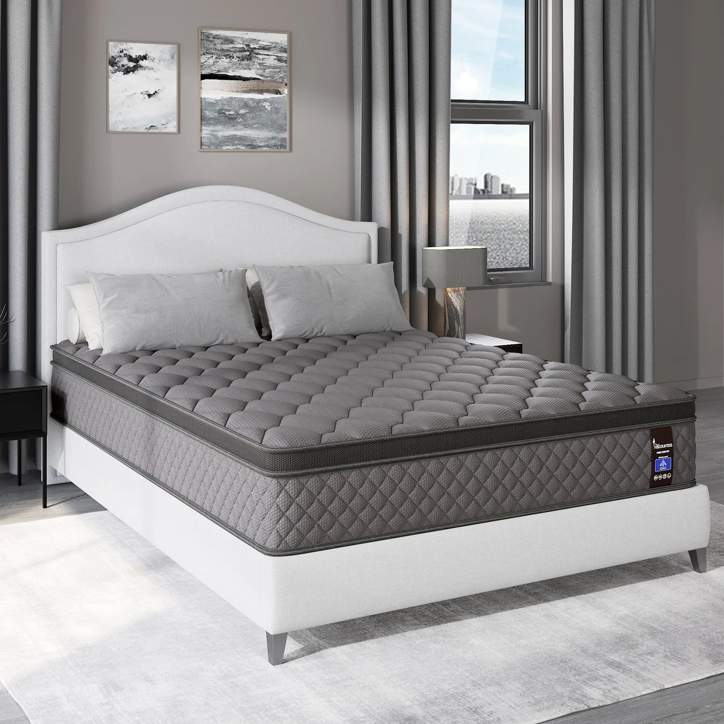 Viscountess Hybrid Memory Foam Mattress in a Box Euro Top Medium Firm