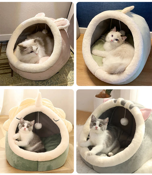 Deep Sleep Cartoon Cat Bed Foldable Washable Pet Bed