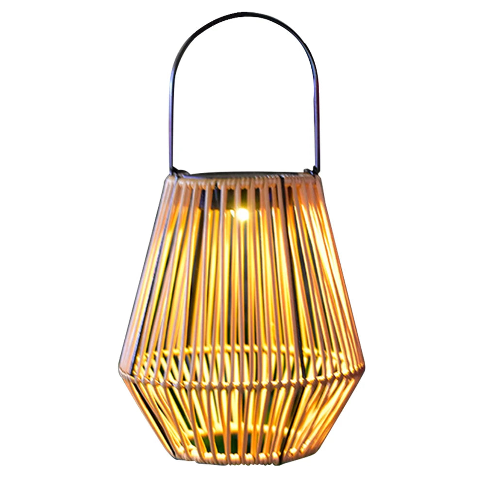Alloet Solar Hanging Lantern Waterproof IP65 Rattan Bamboo Outdoor Lamp