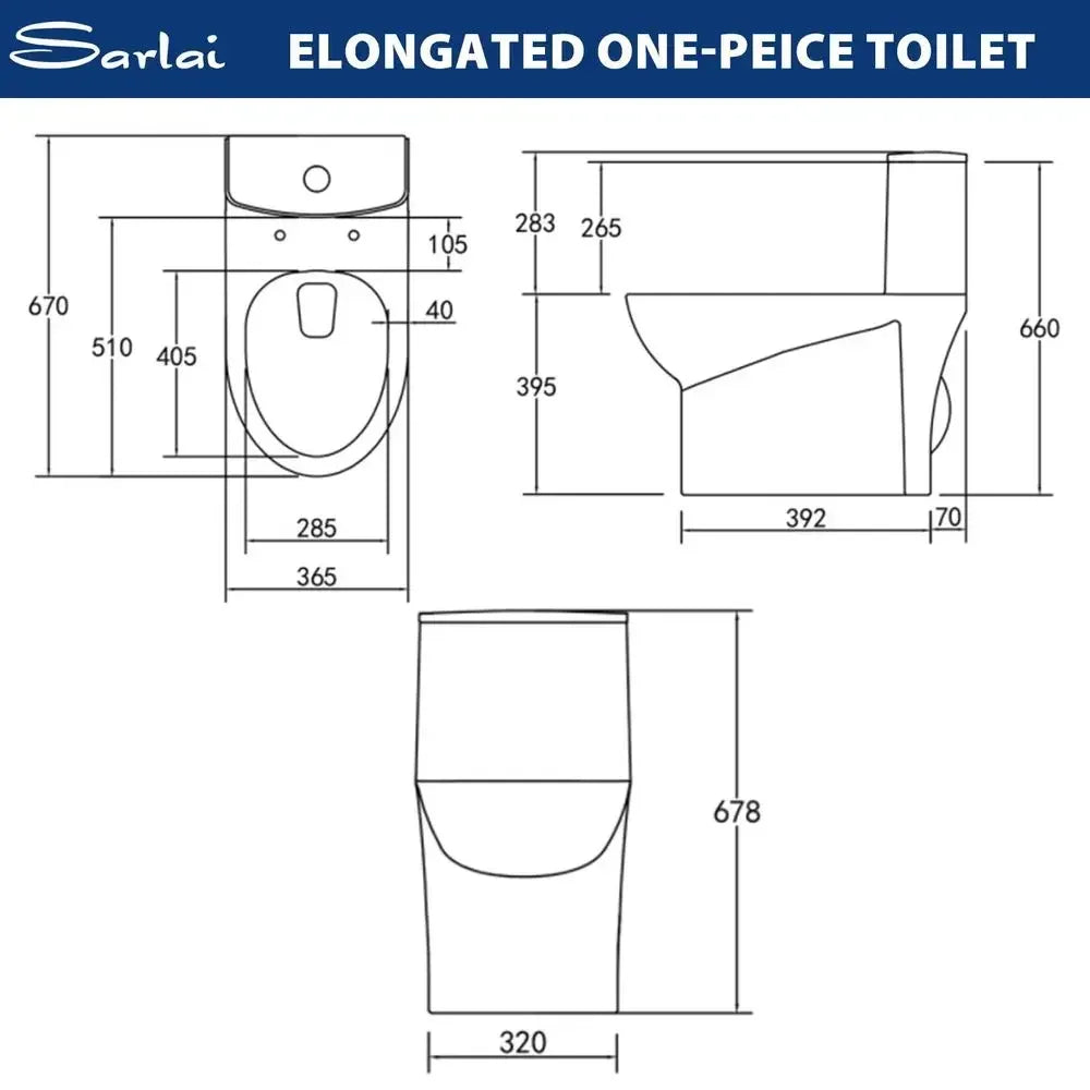 One Piece Toilet Elongated Bathroom Toilet Comfort Height Dual Flush 1.1 1.6 GPF 12 RoughIn Standard White Toilets Bowl White C
