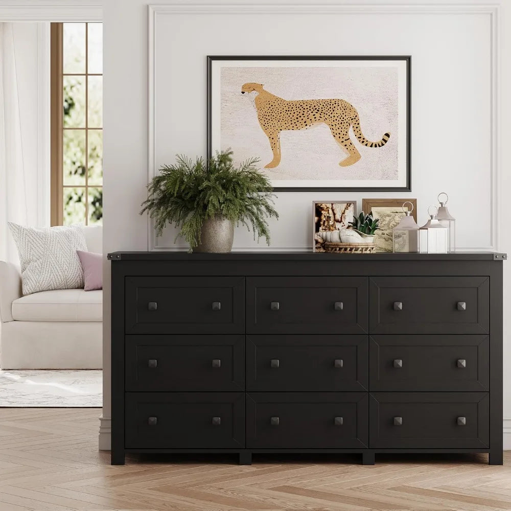 RBXC 9-Drawer Dresser Cabinet For Bedroom With Metal Handles