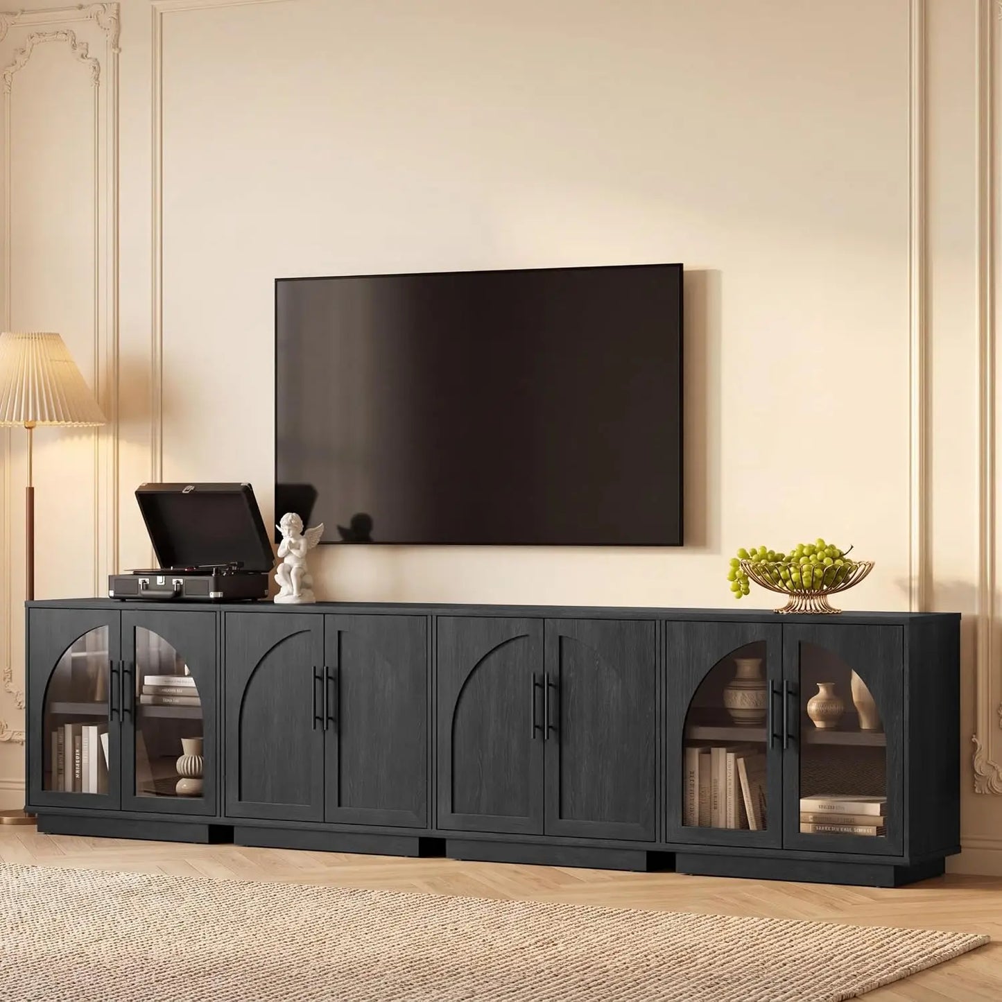 Buffet Cabinet With Glass Doors Modern Arched Sideboard