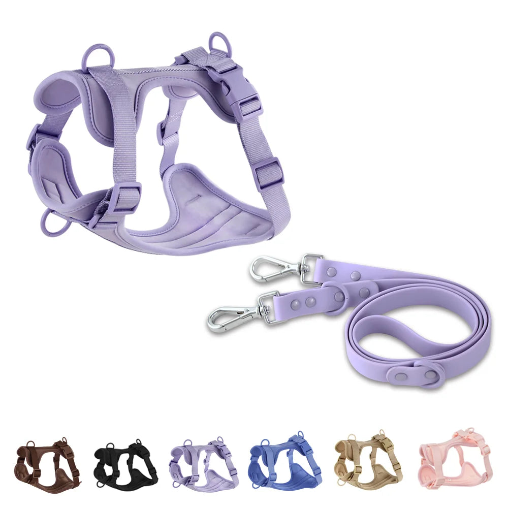 Dog Harness And Leash Set PVC Breathable Adjustable Chest Strap