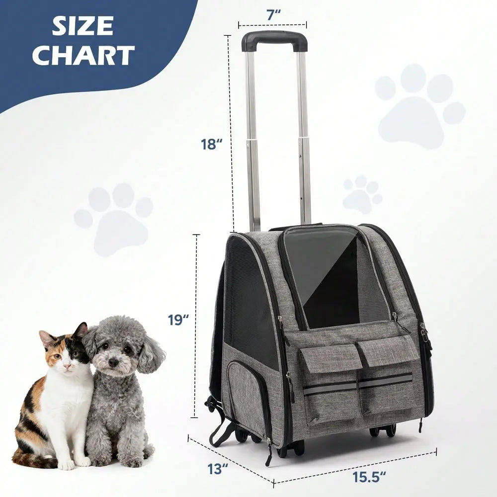 Rolling Cat Carrier With Wheels Airline Approved Pet Carrier