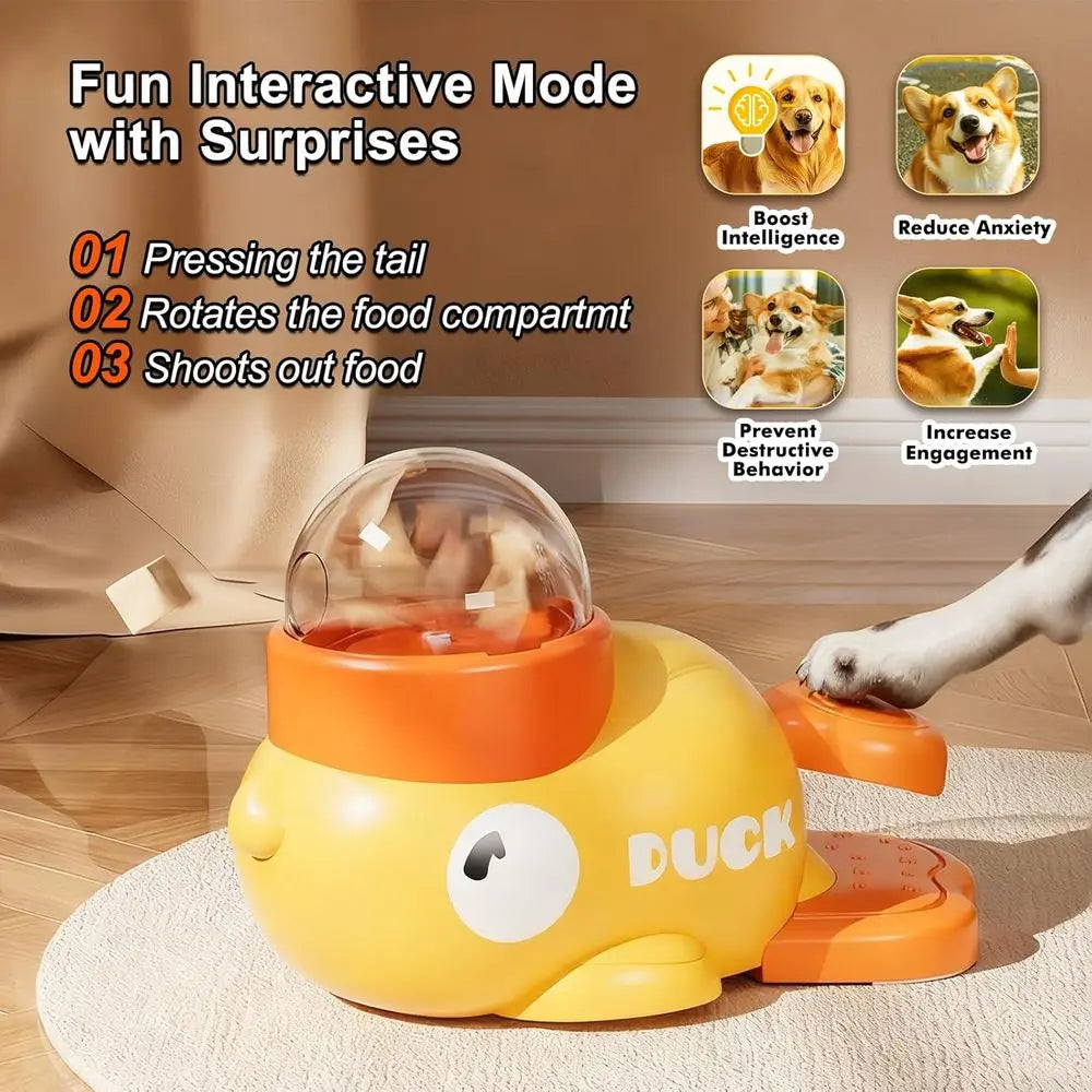 Interactive Dog Toys Puzzle Slow Feeder, Cat Treat Dispenser Toy Duck-Shaped Enrichment Toy for Small Medium Dogs and Cats, IQ T
