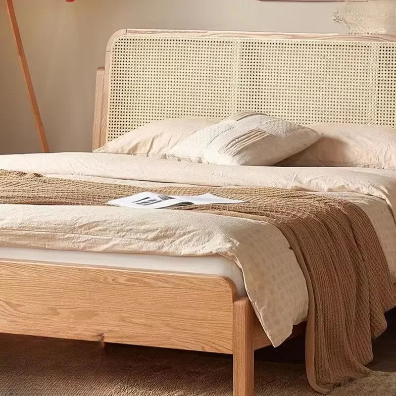 Fluffy Rattan Bed Set for Modern Bedroom Furniture