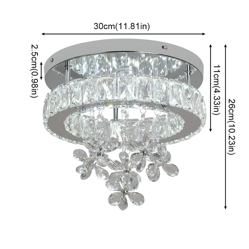 GreeLustr Crystal Chandelier Chrome LED Ceiling Light Fixture