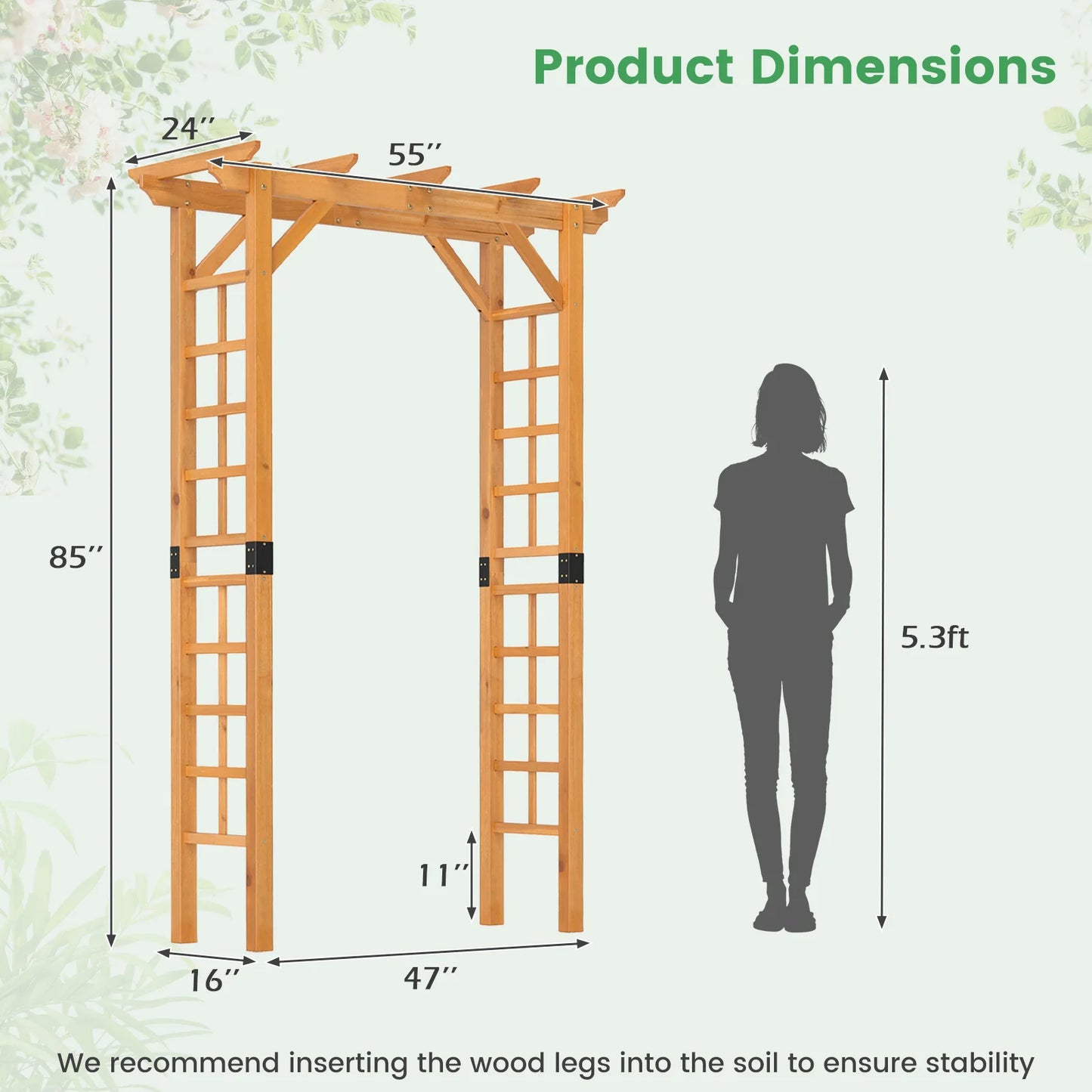 LIFEZEAL Garden Arch Wood Arbor For Climbing Plants