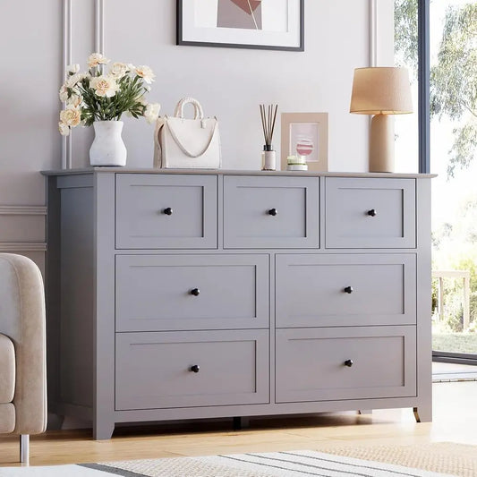 Ticify Elegant Wood Double Drawer Chest For Bedroom Storage