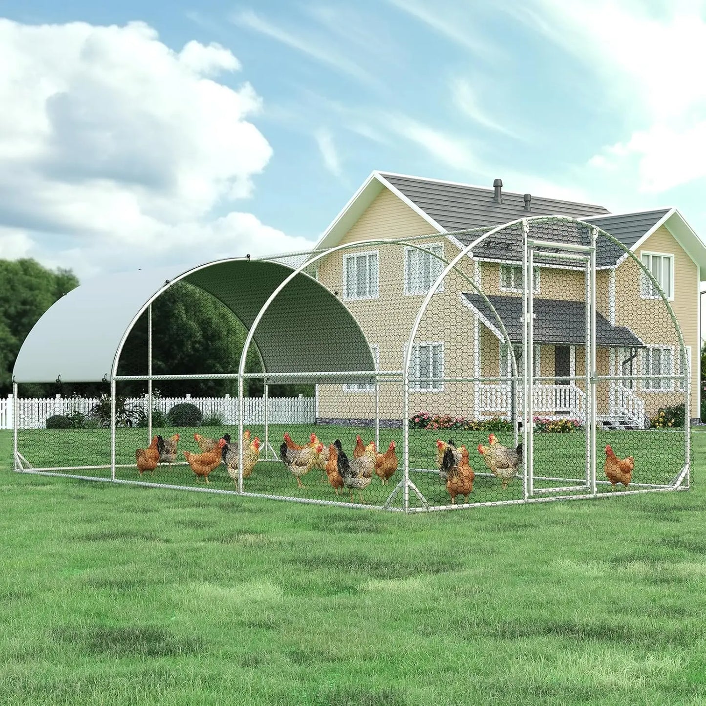4Ever2Buy Metal Chicken Coop Walk In Run Pen Water Resistant