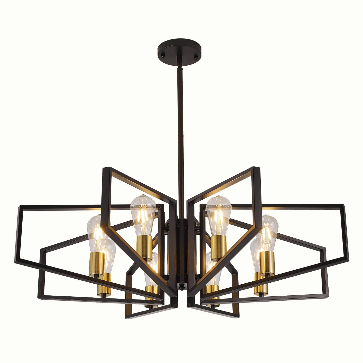 Geometric 8-Light Chandelier With Adjustable Height Iron Frame
