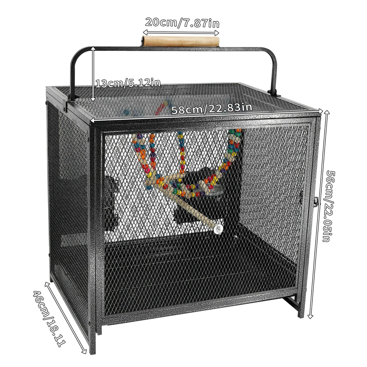 Wrought Iron Bird Travel Carrier Cage Parrot Cage with Handle Wooden Perch & Seed Guard for Small Parrots Canaries Budgies Parro The Pet & Home Store