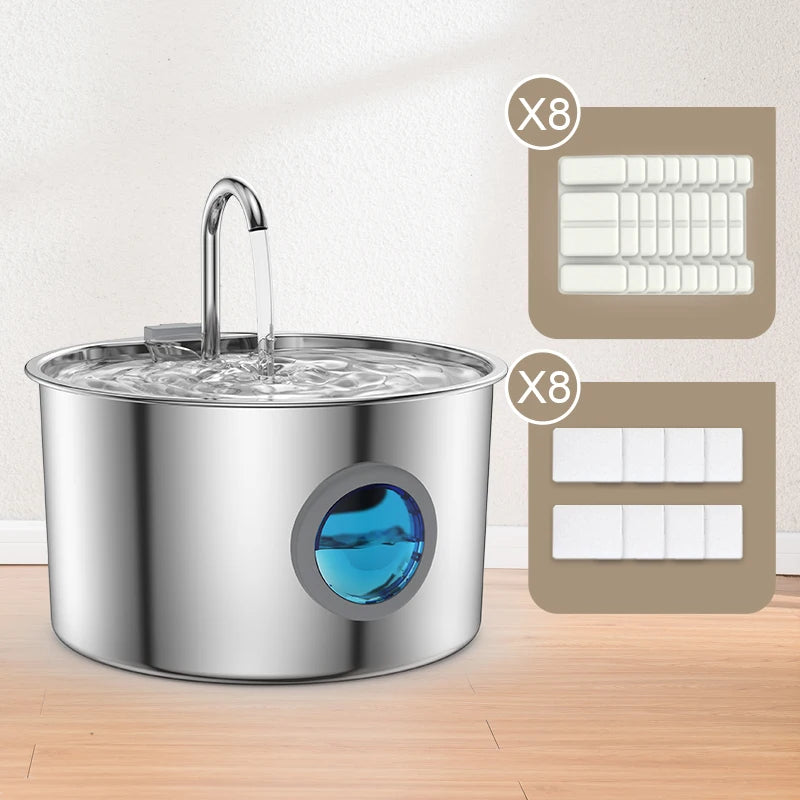 OPETH Stainless Steel Cat Water Fountain Pet Dispenser