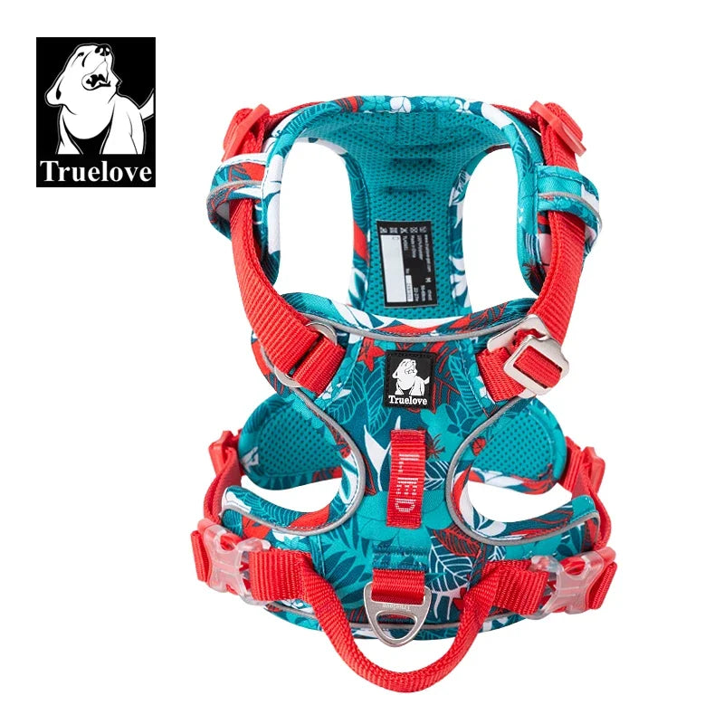 TRUELOVE Reflective No Pull Nylon Dog Harness Adjustable for Walking