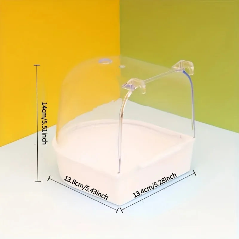 Transparent Bird Bath Tub Splashproof PP Shower For Parrots Conures