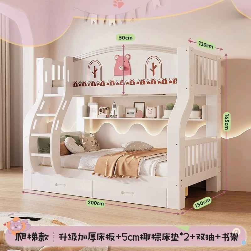 Multi-functional Wooden Bunk Bed For Kids Cabinet Double Bed Storage Drawers 2 People Decker Kids Bed Frame Bedroom Furniture