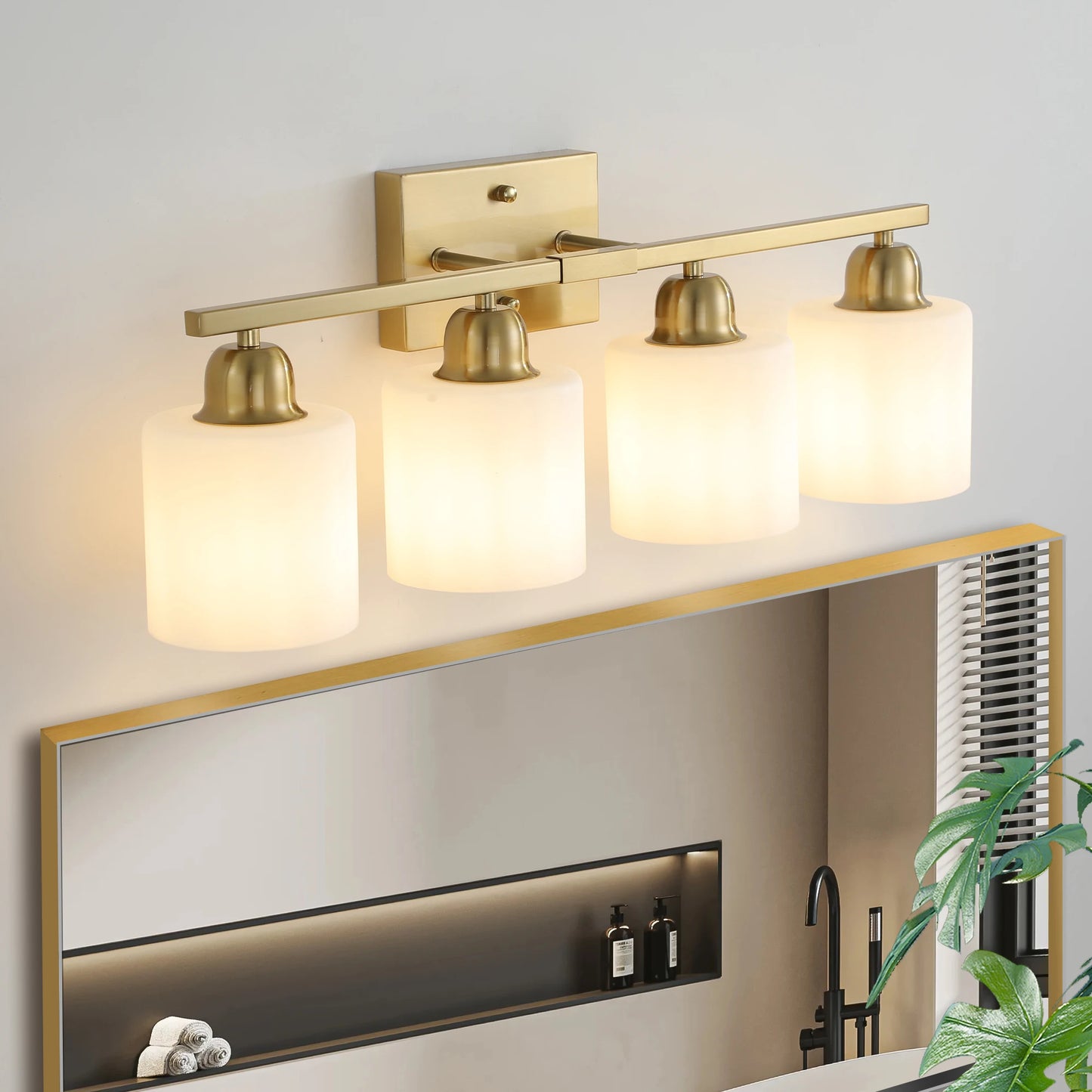ARLGSITE Milk Glass Vanity Light Over Mirror Frosted Modern Fixture