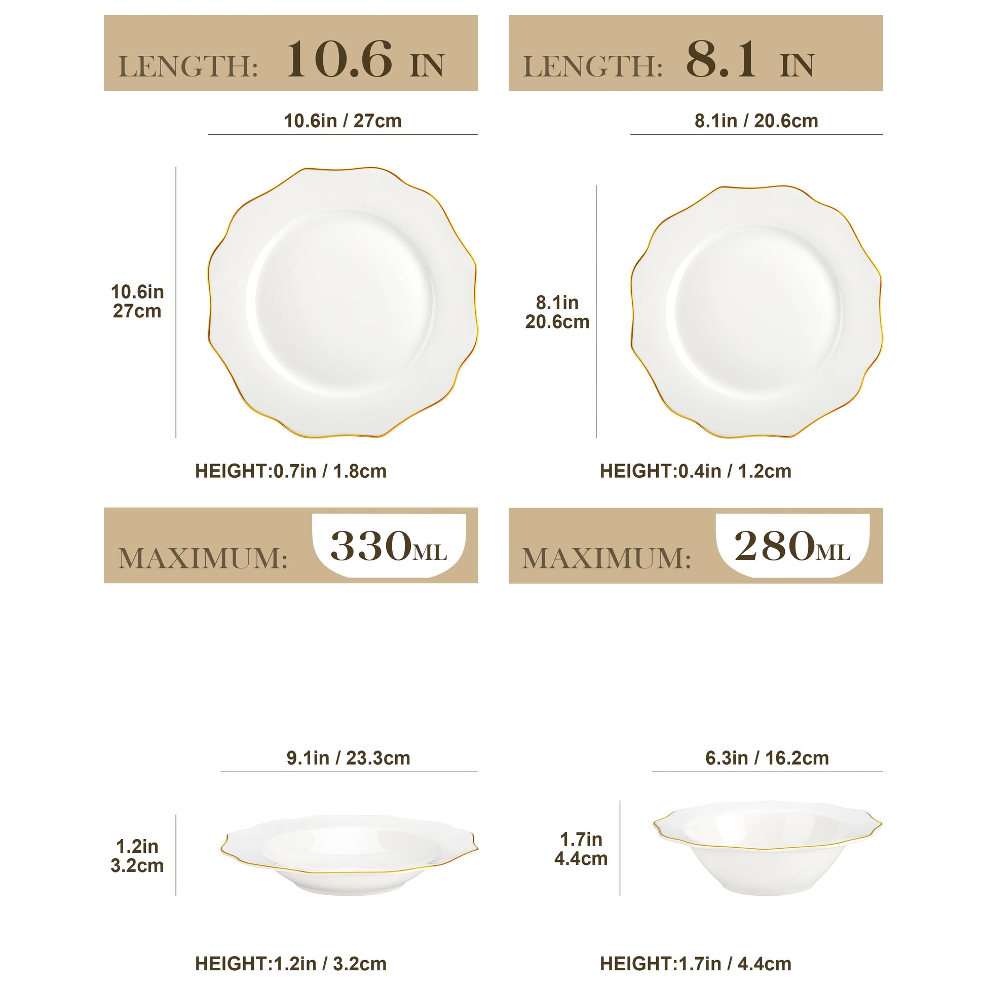 MALACASA 16/32-PIECE Nordic European Golden Rim White Porcelain Tableware Set with Bowl,Dinner&Dessert&Soup Plate Set for 4/8 The Pet & Home Store