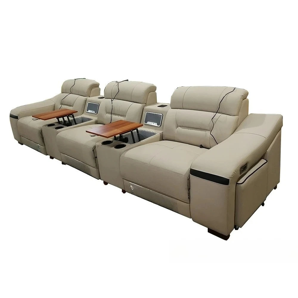 MINGDIBAO Genuine Leather Power Recliner Sofa Set With Stool