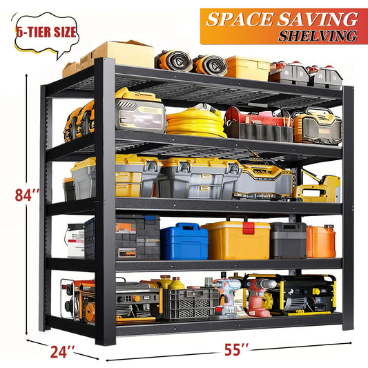 Heavy-Duty Metal Storage Rack 2000 LB Capacity Per Shelf