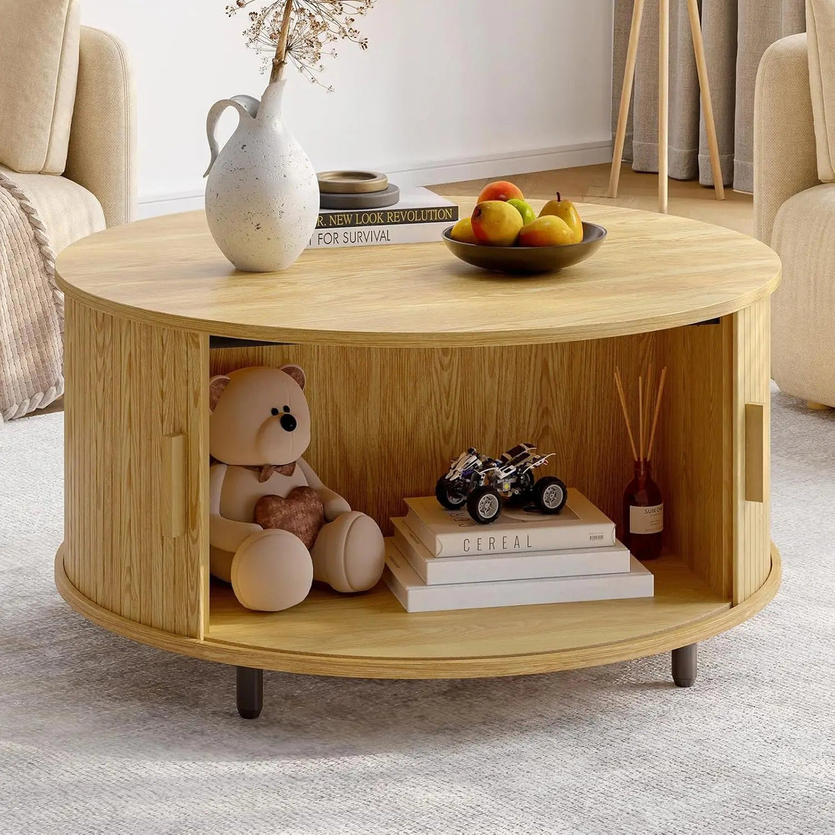 31.5" Round Coffee Table with Storage The Pet & Home Store