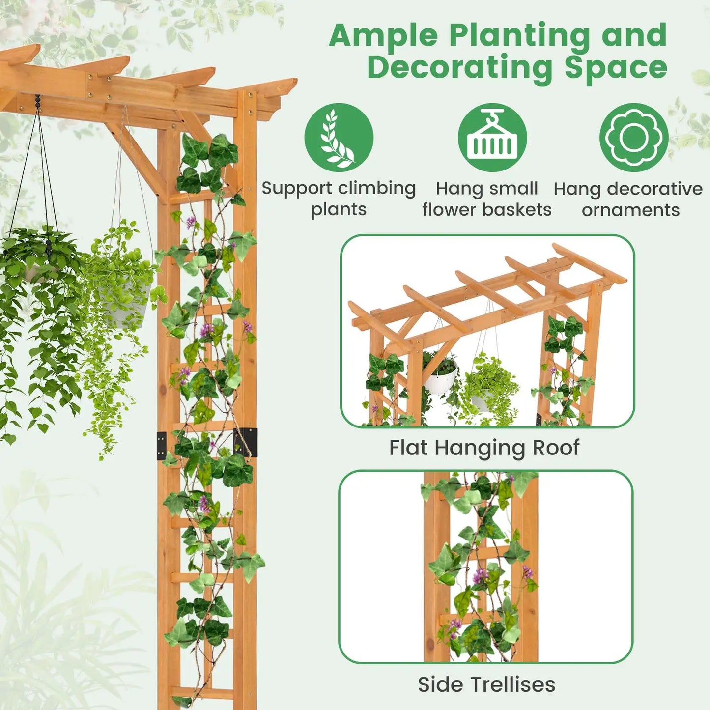 LIFEZEAL Garden Arch Wood Arbor For Climbing Plants