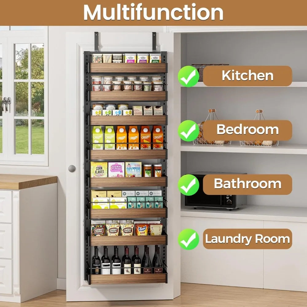 8 Tier Over the Door Pantry Organizer, 2-in-1 Wall Mount or Hanging Spice Rack Seasoning Shelf with Adjustable Baskets The Pet & Home Store