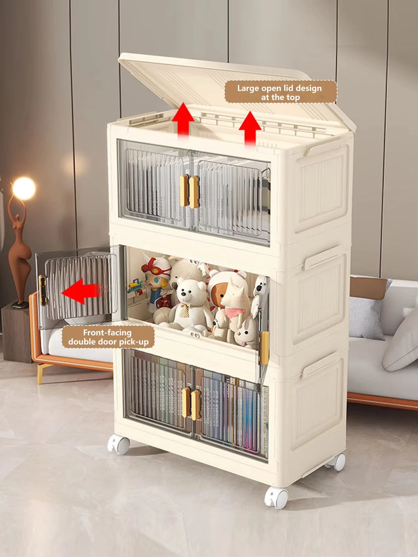 Stackable Plastic Storage Cabinet With Wheels For Easy Organization