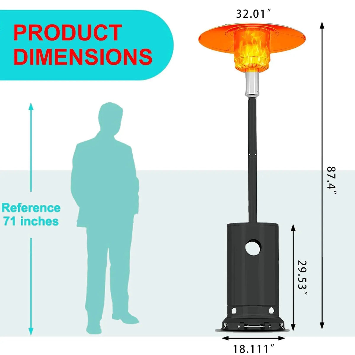 48000 BTU Propane Patio Heater Wind-Resistant  With Triple Safety Protection The Pet & Home Store