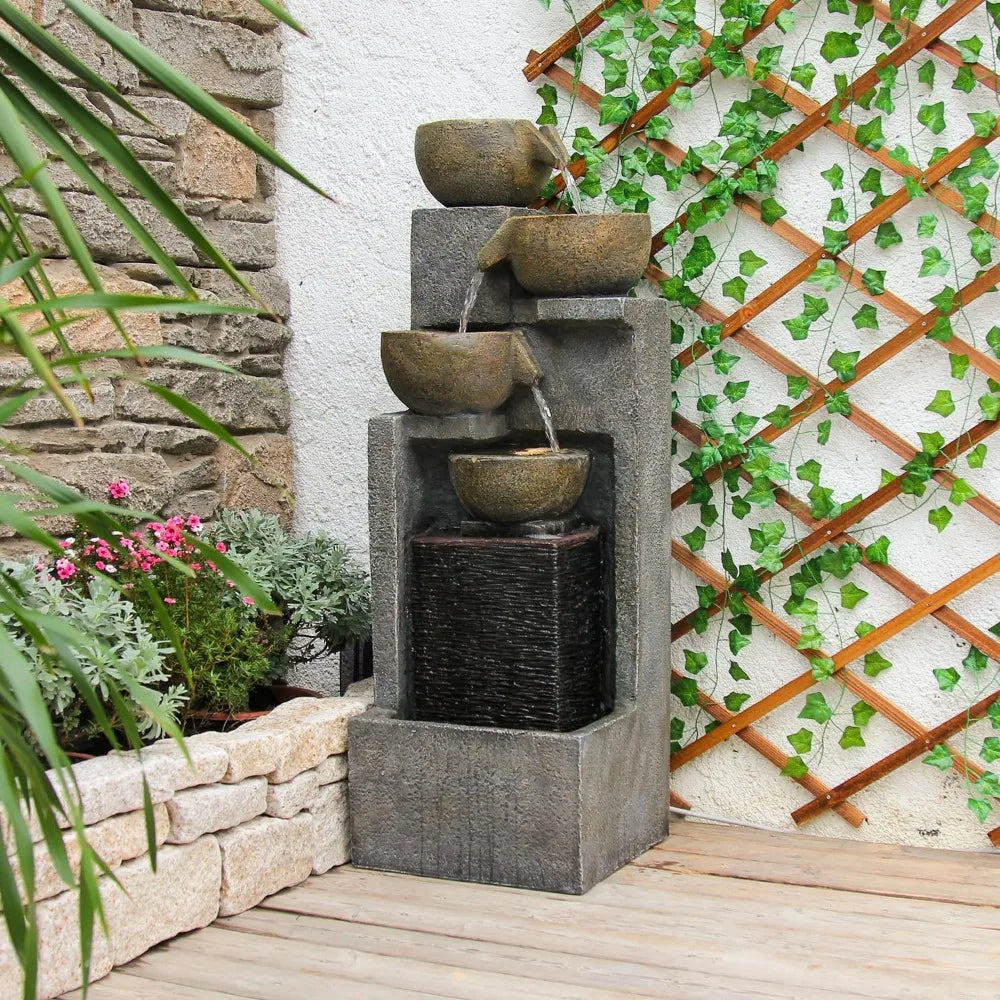 YZM 5-Tier Outdoor Water Fountain Garden Cascading Led Lights