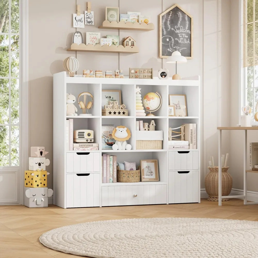 Kids Toy Storage Organizer With Bookshelf And Drawers