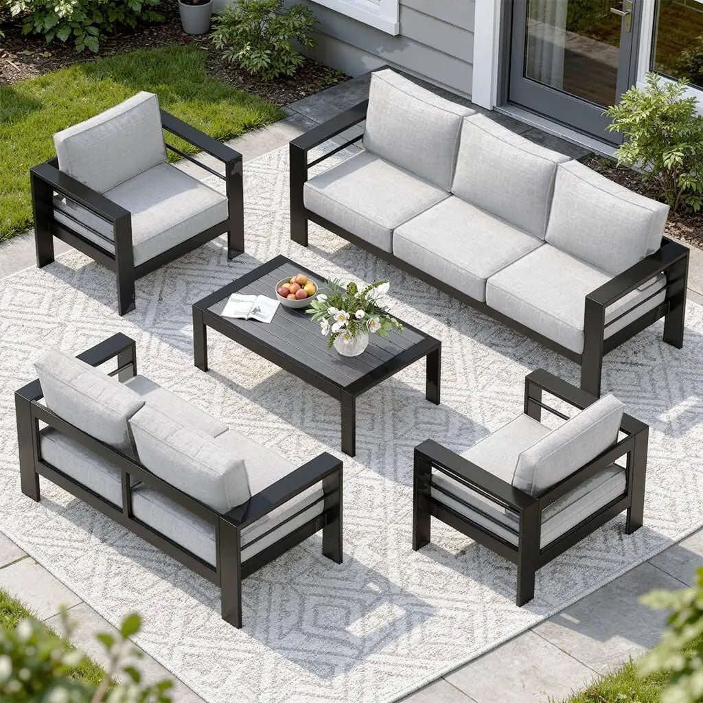 Aluminum Patio Furniture Set for All Weather, Oversized Metal Outdoor Furniture Set with 27.5" Deep Seating, Customized