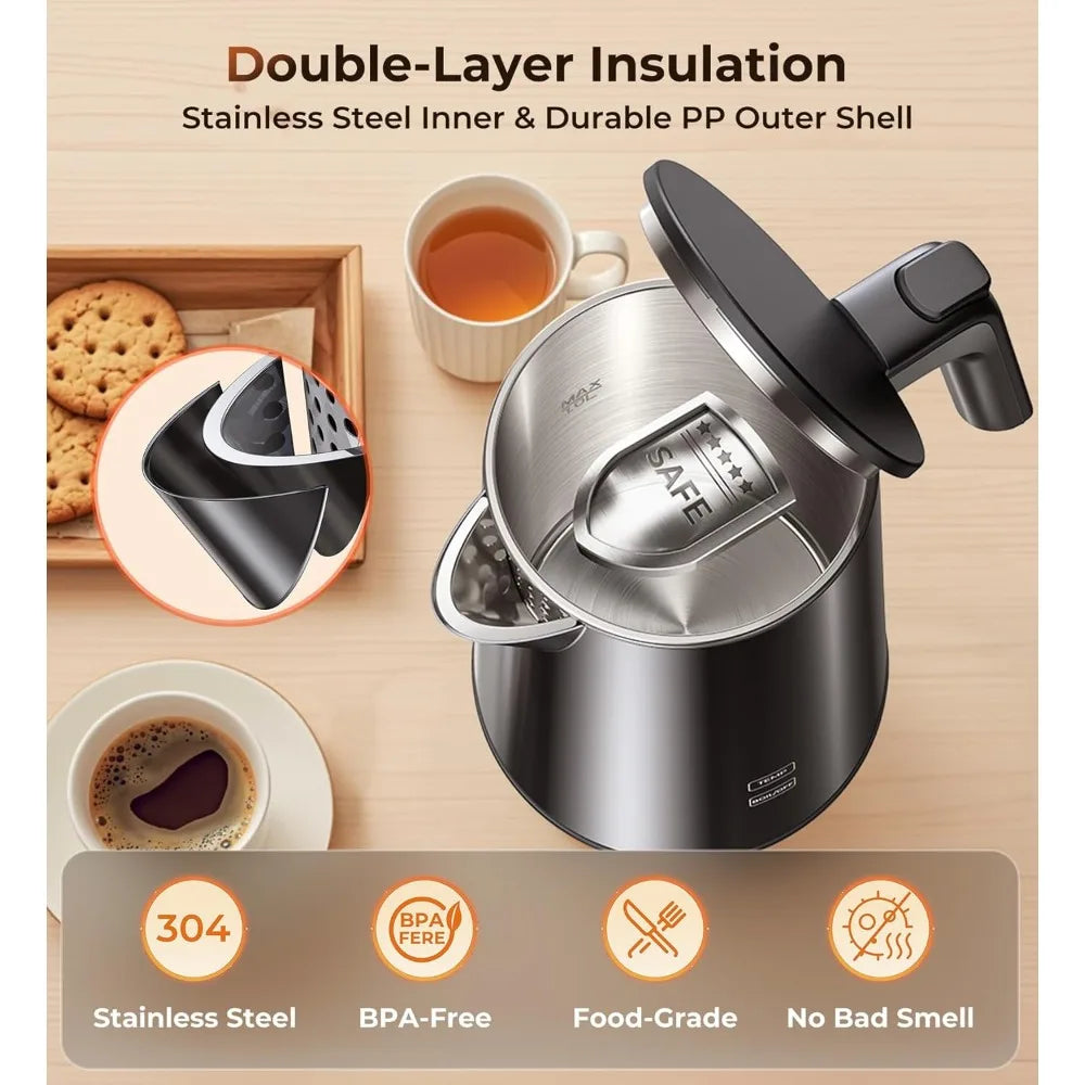 1L 1200W Stainless Steel Electric Kettle with 7 Temperature Settings 4 Hour Keep Warm Fast Boil Auto Shut Off Cool Touch Black The Pet & Home Store