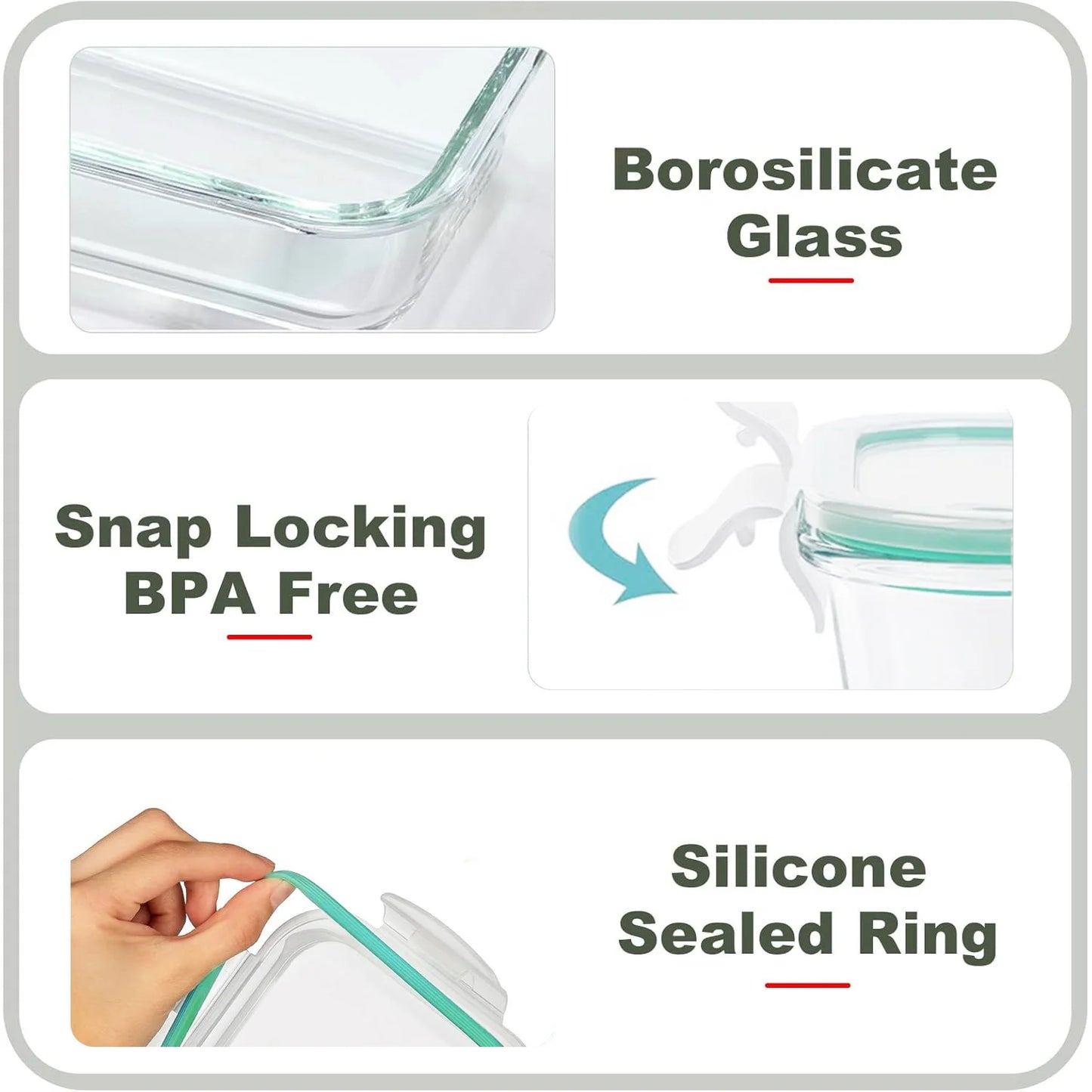 8-Pack Airtight Glass Food Storage Containers,Borosilicate Glass,Leakproof & Stackable for Microwave,Oven,Freezer and Dishwasher
