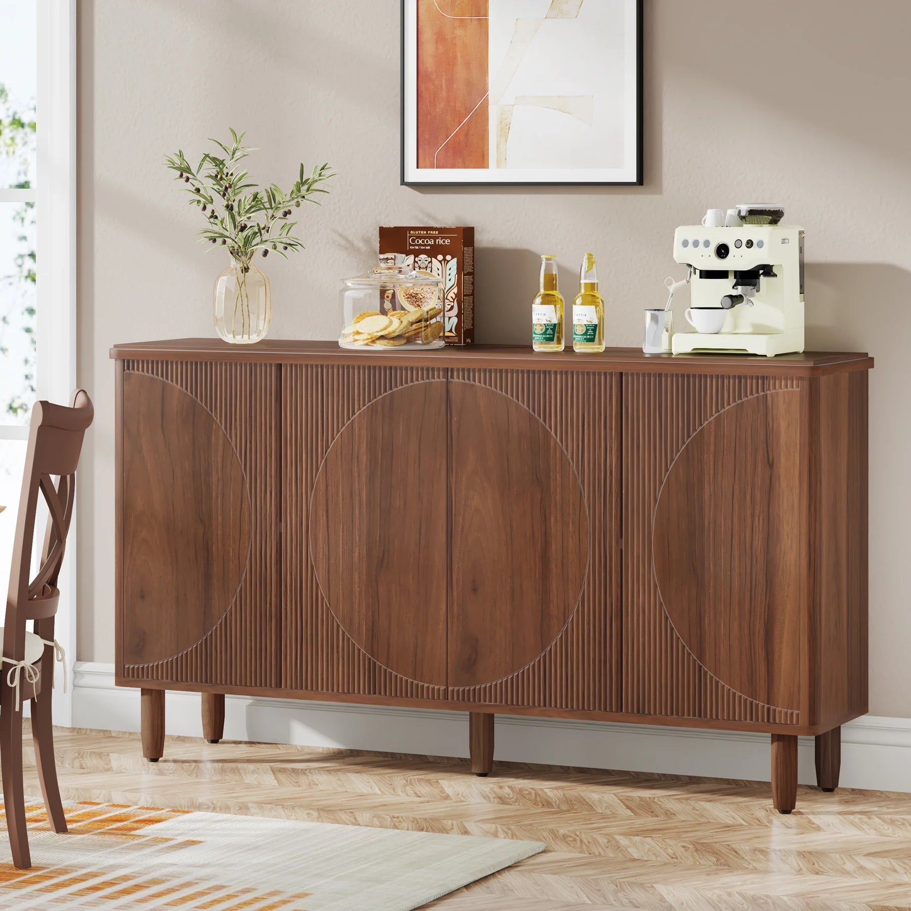 Tribesigns Buffet Cabinet Sideboard with Storage, Modern Storage Cabinet Sideboard Buffet Table with Doors for Living Room The Pet & Home Store