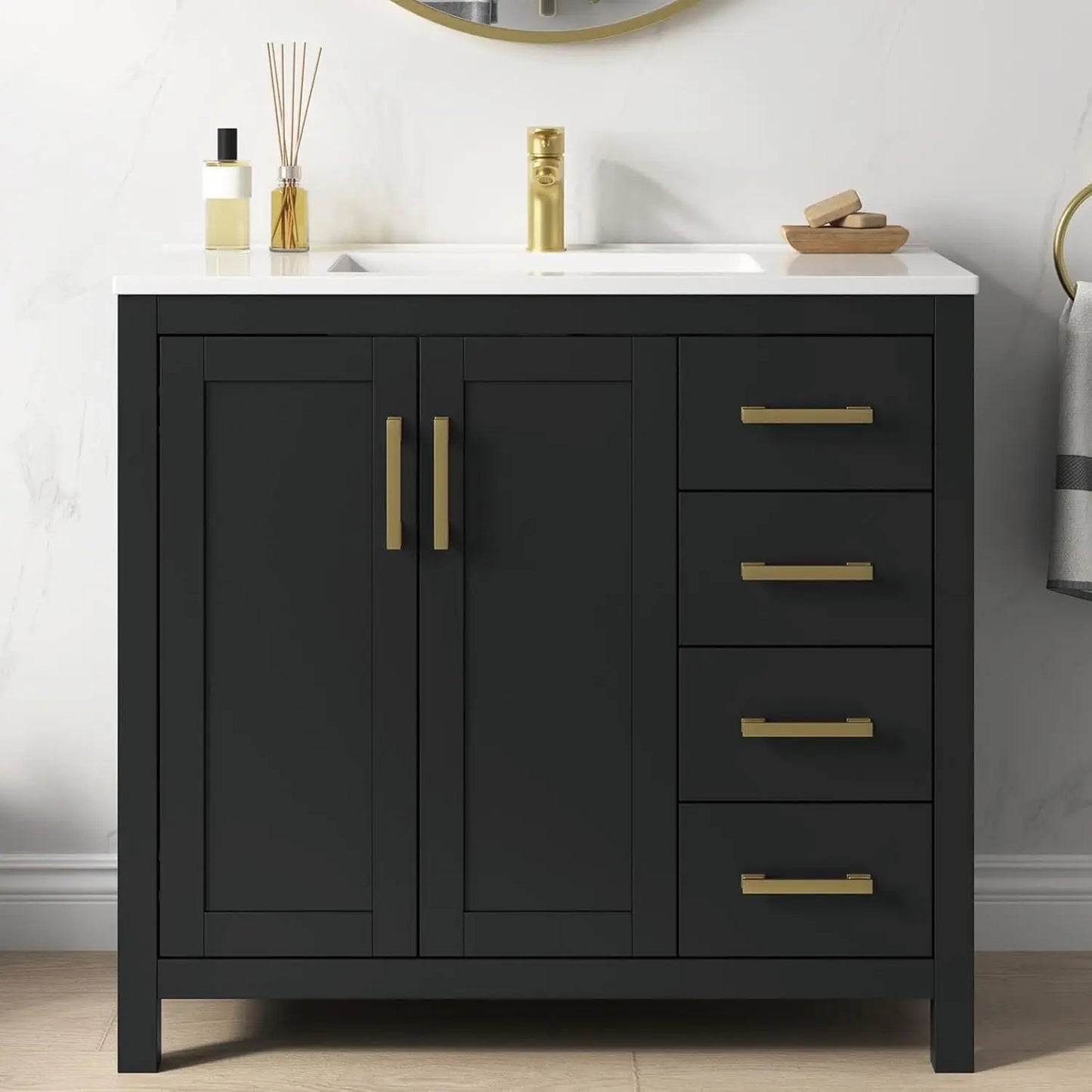 Guangbai Modern Vanity With Integrated Sink For Bathroom