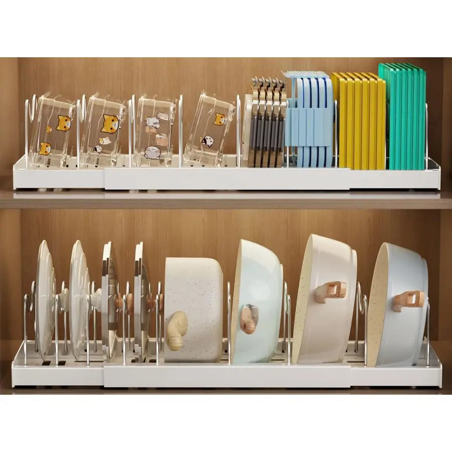 Under Cabinet Pots And Pans Organizer With 9 Adjustable Dividers
