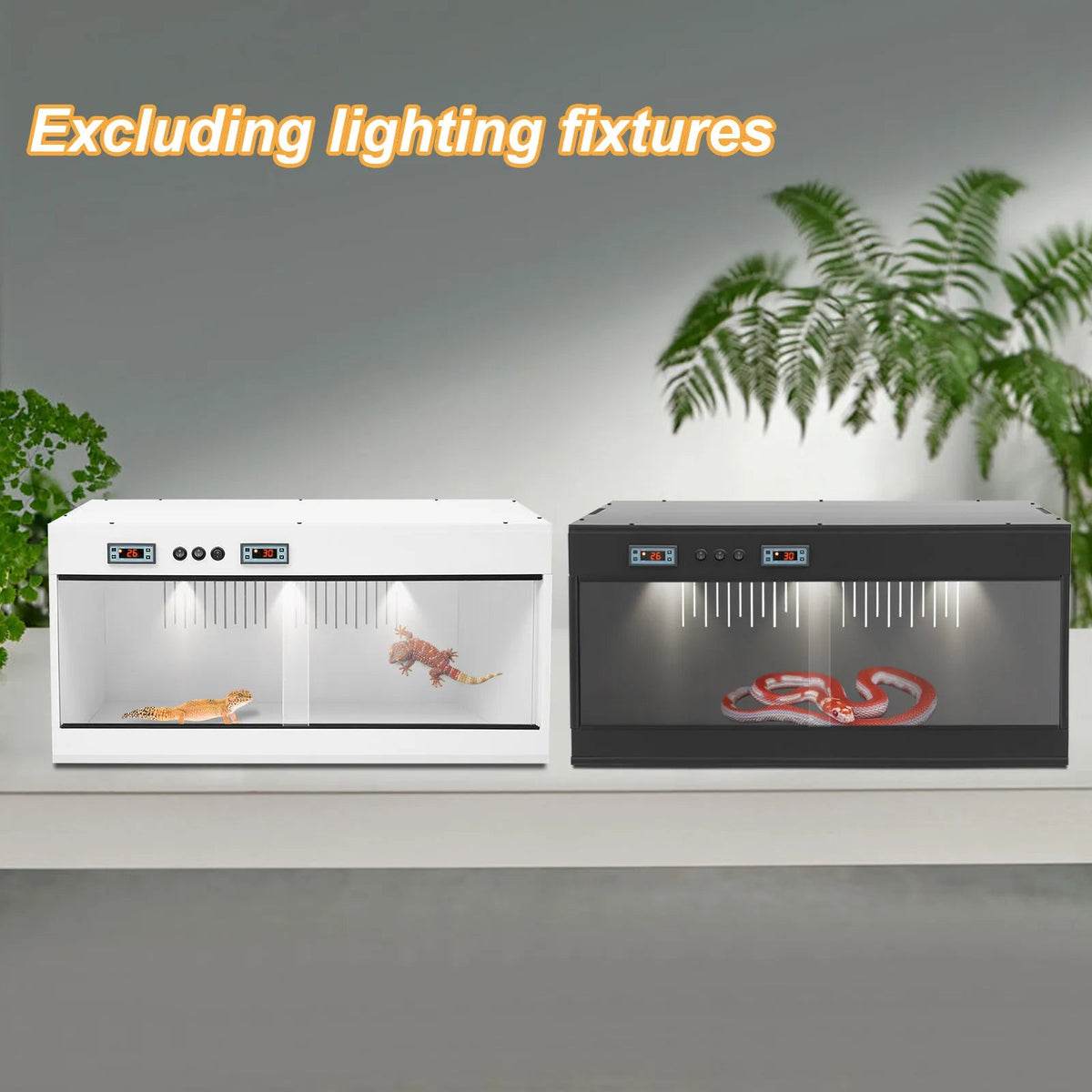 Reptile Lounge Habitat with Glass Sliding Door and Intelligent Thermostat 80*40*40cm Reptile Breeding Box LCD Reptile Pet  Box The Pet & Home Store