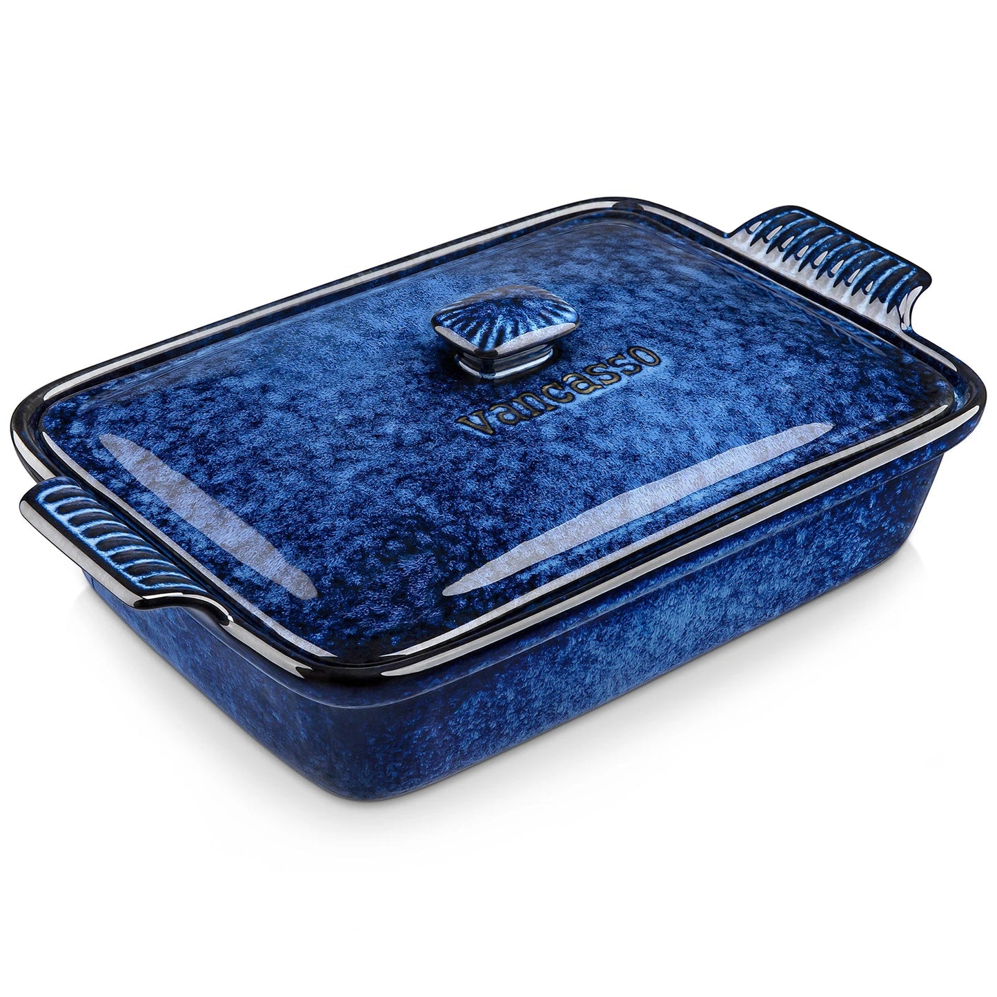 Vancasso Starry 3.8/1.9 Quart Blue Casserole Baking Dish Large Lasagna Pan with Lid Stoneware Casserole with Lid Microwave The Pet & Home Store