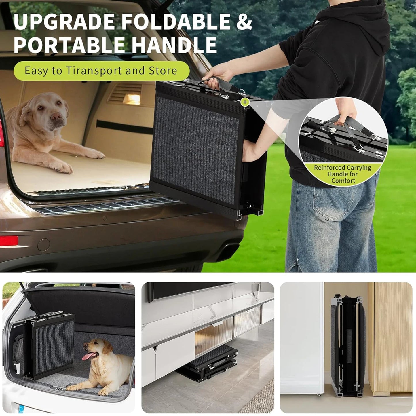 HiMISS Upgraded Folding Dog Ramp for Cars Non Slip Surface