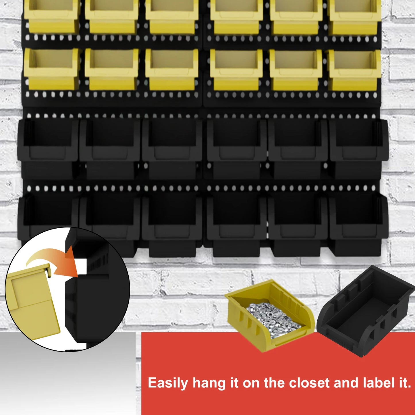 Wall Mounted Storage Bins Set For Garage Organization
