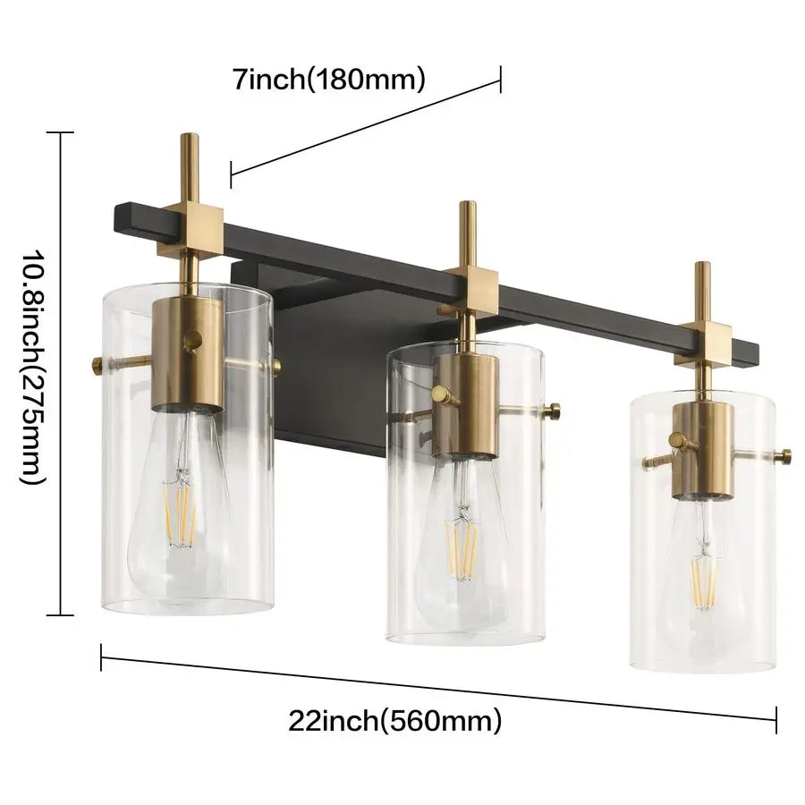 Vintage Vanity Lights Bathroom Fixture Over Mirror With Glass Shades