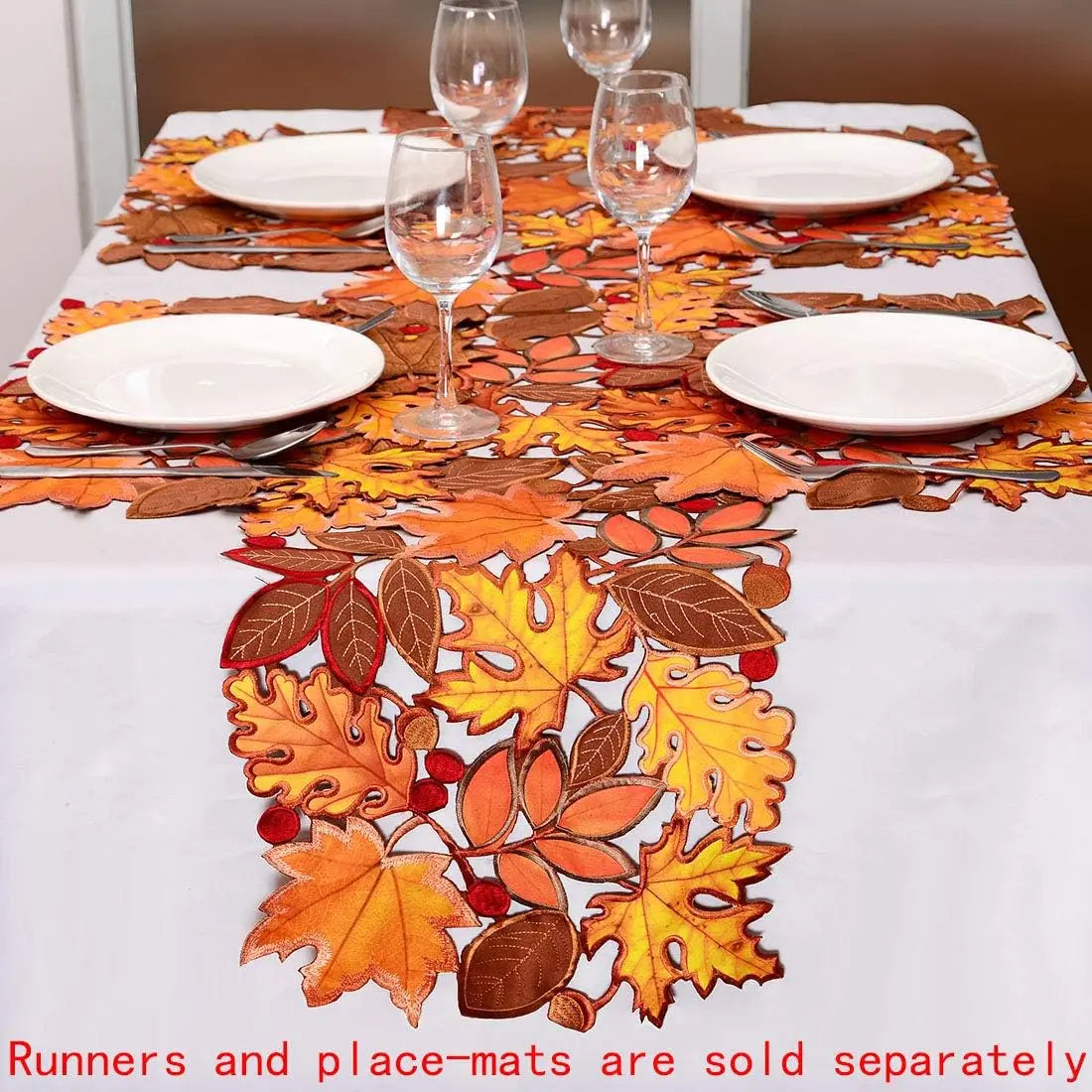 Embroidered Fall Leaves Table Runner The Pet & Home Store